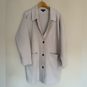 J. Crew Women's Light Beige Collared Button Front Jacket Sweater Wool Blend